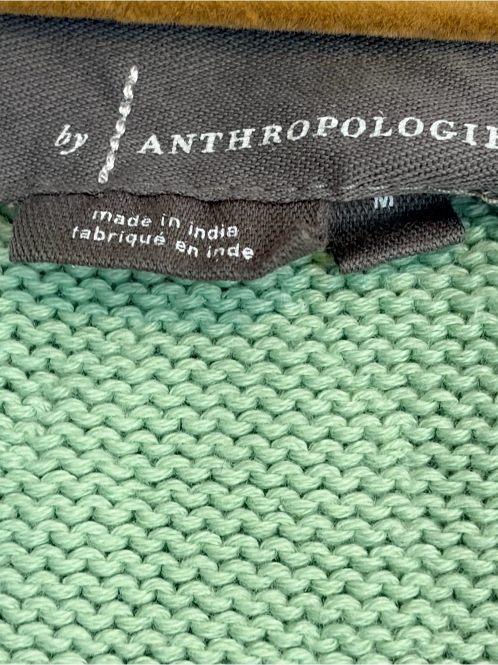 Anthropologie Mint Green Short Sleeve Embellished Bee Knit Tee Medium - Picture 3 of 8